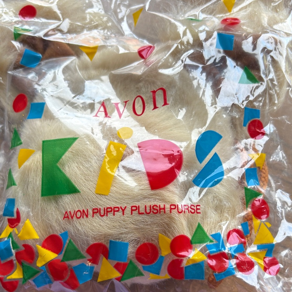 Avon Kids Cream and Brown Plush Puppy Bag